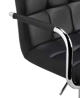 Barové stoličky Barová stolička, čierna ekokoža/chróm, LEORA 3 NEW