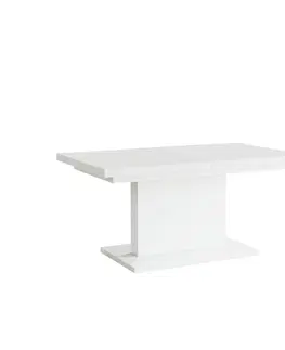 Jedálenské stoly Jedálenský/konferenčný rozkladací stôl, biela matná, 120-180x70 cm, OLION