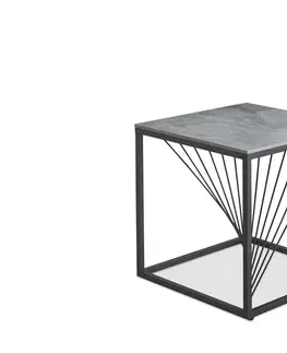 Konferenčné stolíky HALMAR Infinity 2 Kwadrat konferenčný stolík sivý mramor / čierna