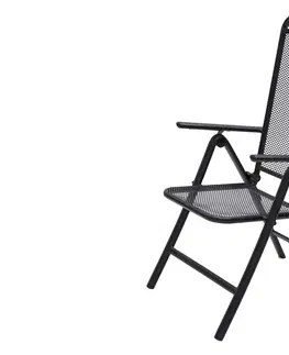 Záhradné stoličky a kreslá DEOKORK Kovové kreslo polohovacie GREY (čierna)