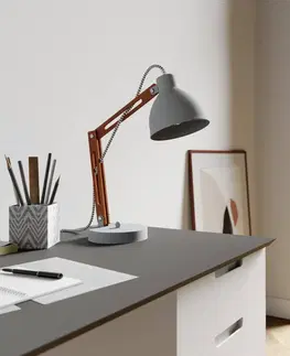 Stolové lampy na písací stôl Lamkur Stolná lampa Skansen, nastaviteľná, sivá
