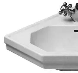 Kúpeľňa DURAVIT - 1930 Jednootvorové rohové umývadielko s prepadom, 595 mm x 450 mm, biele – umývadielko, s WonderGliss 07934200001