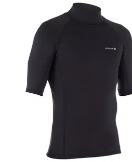 surf Pánske hrejivé tričko 900 proti UV žiareniu s krátkym rukávom na surf čierne
