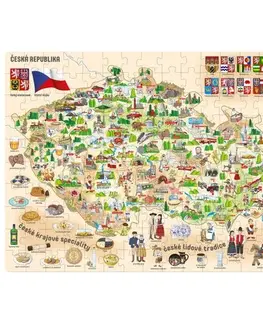 Drevené hračky Popular Puzzle Mapa Českej republiky, 160 dielikov