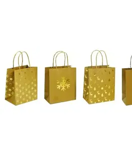 Hračky Sada vianočných darčekových tašiek 4 ks, zlatá, 24 x 31 x 12 cm
