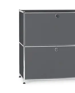 Buffets & Sideboards Nízka kovová odkladacia skrinka »CN3« s výklopnými priehradkami, sivá