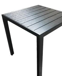 Záhradné stoly Stôl Douglas čierny s vrchnou doskou z polywoodu 70x70 cm