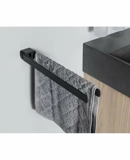 Kúpeľňový nábytok GEDY PI2314 Pirenei držiak uterákov dvojitý otočný, 35 cm, čierna mat