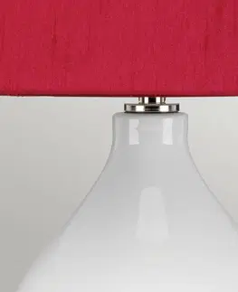 Stolové lampy Elstead Textilná stolová lampa Isla leštený nikel/červená