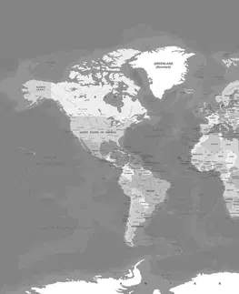 Obrazy mapy Obraz štýlová vintage čiernobiela mapa sveta
