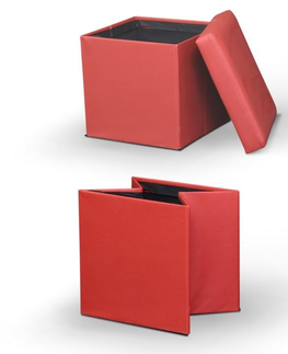 Taburetky KONDELA Tela New taburetka s úložným priestorom červená
