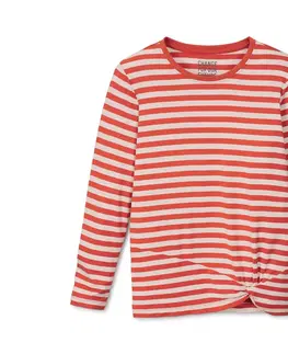 Shirts & Tops Tričko s dlhým rukávom a zauzleným detailom, oranžovo-biele prúžky