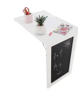 Písacie stoly Skladací stôl na stenu, s kriedovou tabuľou, biela, ZALMAN