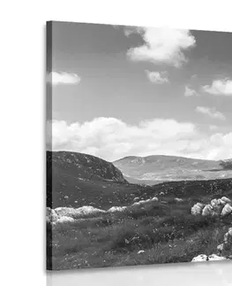 Čiernobiele obrazy Obraz údolie v Čiernej Hore v čiernobielom prevedení