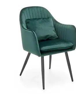 Čalúnené stoličky Stolička K464 velvet/kov tmavá  zelená  58x59x84