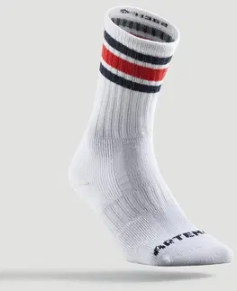 bedminton Tenisové ponožky RS 500 vysoké biele (3 páry)