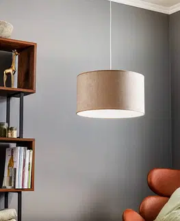 Závesné svietidlá Duolla Závesná lampa Bristol, tkaný vzor, béžová