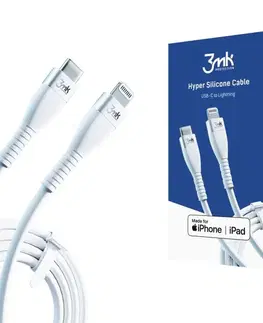 USB káble 3mk Hyper silikónový kábel USB-CLightning MFI 1m, 20 W, biely 3MK444071