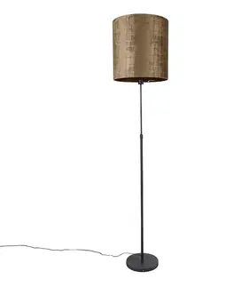Stojace lampy Stojacia lampa čierna odtieň hnedá 40 cm nastaviteľná - Parte
