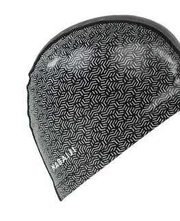čiapky Plavecká látková čiapka so silikónovým záterom veľkosť L čierna s potlačou