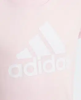 nohavice Dievčenské tričko na fitness Adidas bielo-ružové s logom