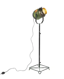 Stojace lampy Priemyselná stojaca lampa bronzová so zelenou farbou 140 cm - Byron