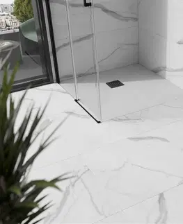 Vane MEXEN/S - Stone+ štvorcová sprchová vanička 100 x 100, biela, mriežka čierna 44101010-B
