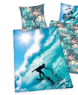 Obliečky Herding Bavlnené obliečky Surfing, 140 x 200 cm, 70 x 90 cm