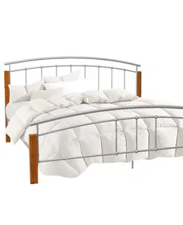 Postele Manželská posteľ, drevo jelša/strieborný kov, 180x200, MIRELA