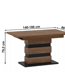 Jedálenské stoly KONDELA Delis S rozkladací jedálenský stôl dub bolzano / čierna