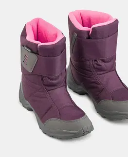 turistická obuv Detské hrejivé nepremokavé čižmy SH100 na turistiku do snehu suchý zips 24-38