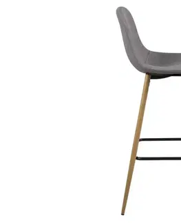Barové stoličky Dkton Dizajnová barová stolička Nayeli, svetlo šedá a prírodná