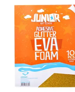 Kreatívne a výtvarné hračky JUNIOR-ST - Dekoračná pena A4 EVA Glitter zlatá samolepiaca 2,0 mm, sada 10 ks