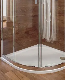Vane MEREO - Štvrťkruhová sprchová vanička, 80x80x3 cm, R550, bez nožičiek, liaty mramor CV15M