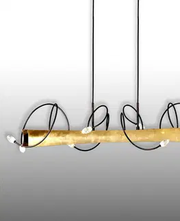 Závesné svietidlá Menzel Menzel Donna závesné LED s lístkovým zlatom