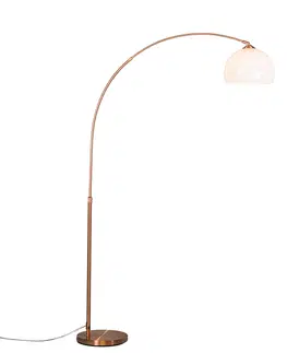 Oblúkové lampy Moderná oblúková lampa medená s bielym tienidlom - Arc Basic