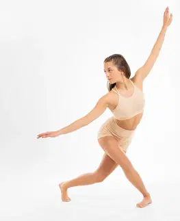 mikiny Dievčenská tanečná podprsenka s tenkými ramienkami béžová