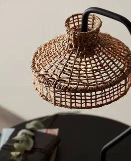 Stolové lampy PR Home PR Home Loft stolová lampa s ratanovým tienidlom