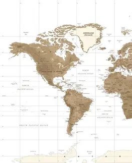 Obrazy mapy Obraz nádherná vintage mapa sveta s bielym pozadím