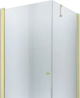Vane MEXEN/S - Pretoria otvárací sprchovací kút 80x90, sklo transparent, zlatý + vanička 852-080-090-50-00-4010