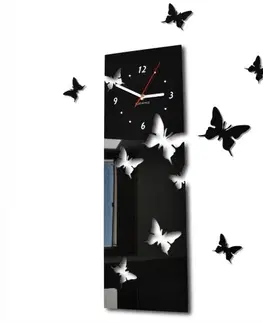 Hodiny 3D Nalepovacie hodiny Motýle SWEEP z39an, čierne 60cm