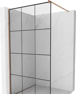Sprchové dvere MEXEN/S - Kioto Sprchová zástena WALK-IN 110 x 200, čierny vzor 8 mm, meď kartáčovaná 800-110-101-65-77