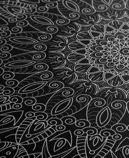 Čiernobiele obrazy Obraz detailná ozdobná Mandala v čiernobielom prevedení