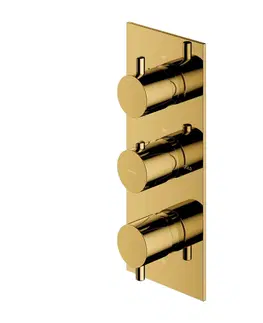 Kúpeľňové batérie OMNIRES - Y termostatická vaňová batéria podomietková 3-cestná podomietková, vrchná časť bez telesa zlatá /GL/ Y1238/KROGL