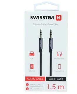 USB káble Audio adaptér Swissten Jack/Jack 1.5m, čierny 73501101