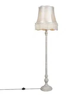 Stojace lampy Stojacia lampa šedá s krémovým odtieňom Granny - Classico
