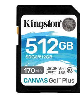 Pamäťové karty Kingston Canvas Go Plus Secure Digital SDXC UHS-I U3 512 GB | Class 10, rýchlosť 170/90 MB/s (SDG3/512 GB)