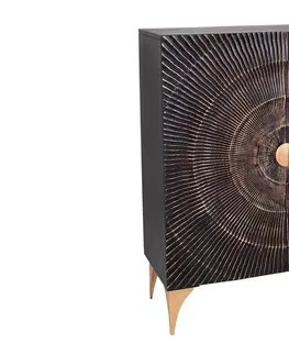 Komody LuxD Dizajnová vysoká komoda Venetia 120 cm čierno-zlatá