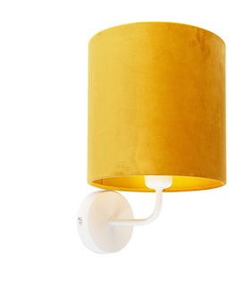 Nastenne lampy Vintage nástenné svietidlo biele so žltým zamatovým odtieňom - matné
