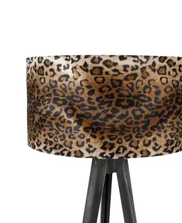 Stojace lampy Stojacia lampa statív čierny s tienidlom leopard 50 cm - Tripod Classic